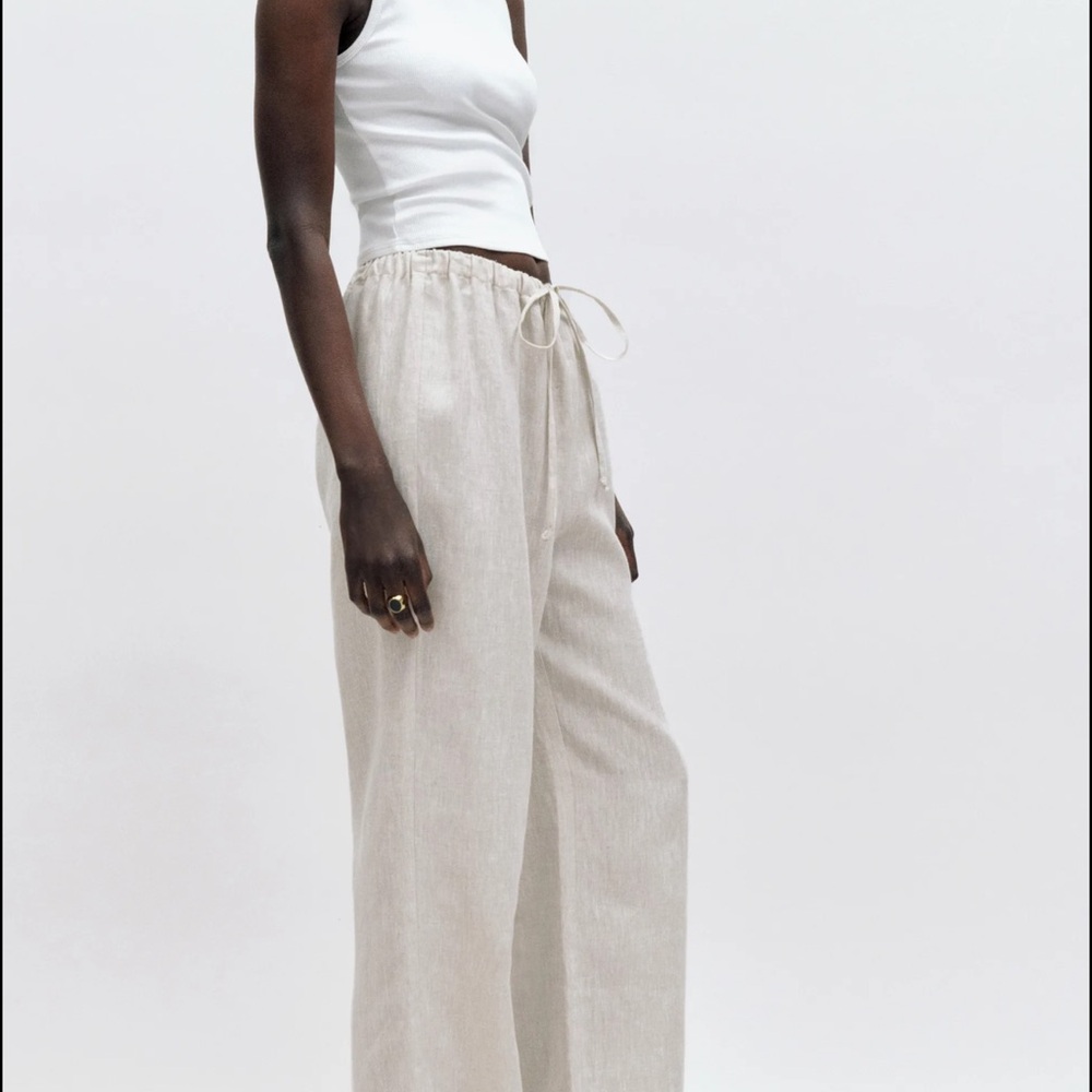 Reformation Oatmeal Linen Pants - Picture 7 of 14